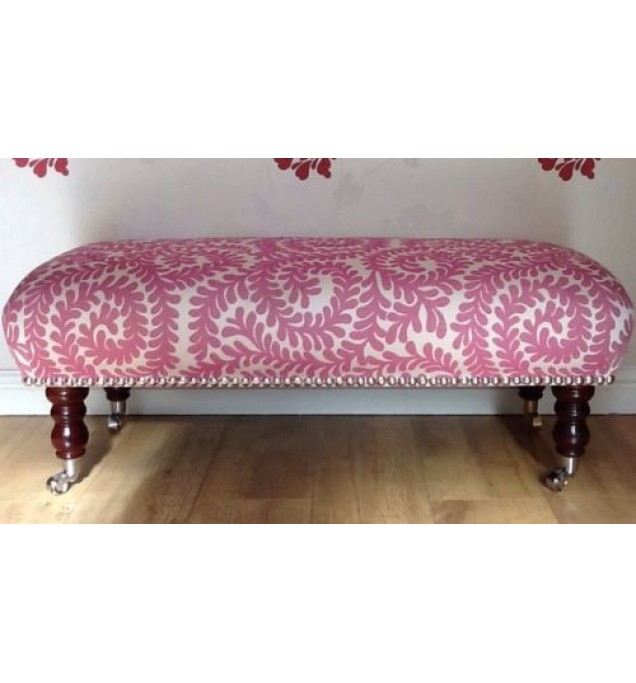 A Quality Long Footstool In Laura Ashley Berkeley Scroll Berry Fabric