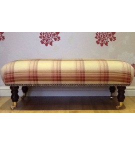 A Quality Long Footstool In Laura Ashley Brodie Raspberry Fabric