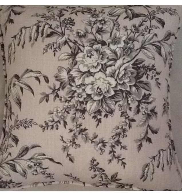 A 16 Inch Cushion Cover In Laura Ashley Picardie Charcoal fabric