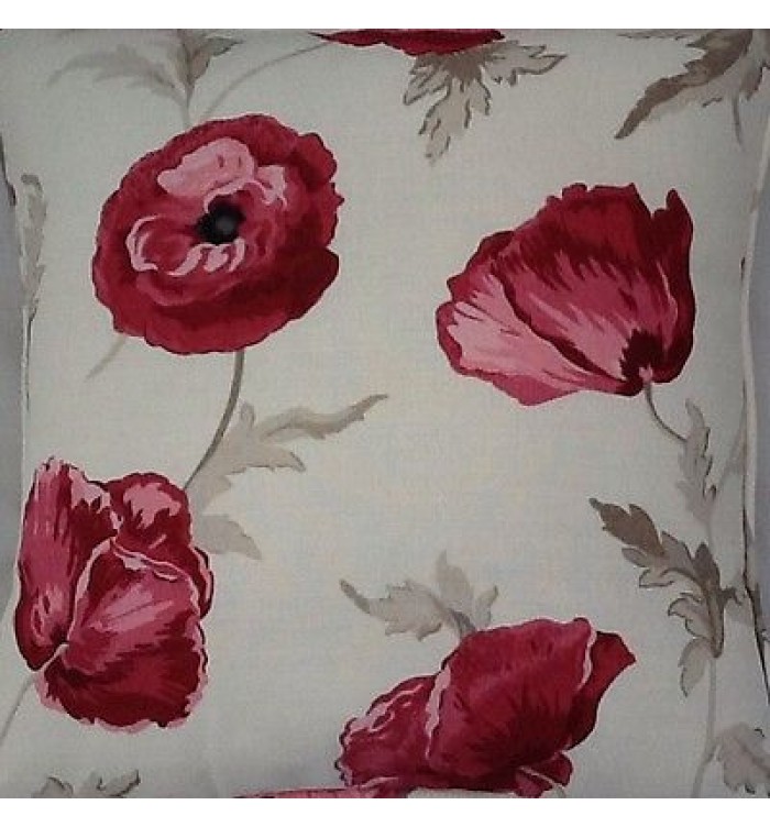 A 16 Inch Cushion Cover In Laura Ashley Freshford Poppy Fabric
