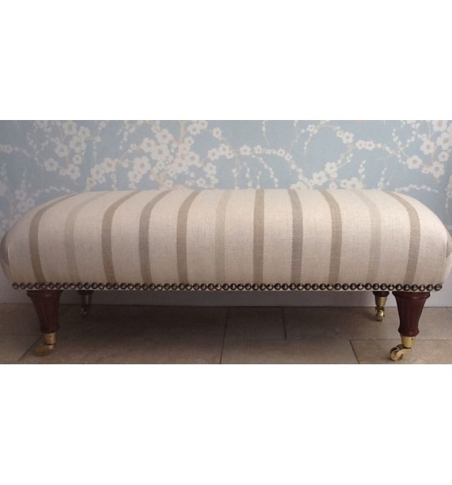 A Quality Long Footstool In Laura Ashley Loxley  Stripe Fabric