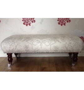 A Quality Long Footstool In Laura Ashley Tuileries Dove Grey Fabric