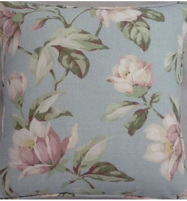 A 16 Inch Cushion Cover In Laura Ashley Magnolia Duck Egg Fabric