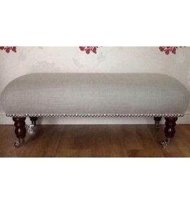 A Quality Long Footstool In Laura Ashley Dalton Dove Grey Fabric