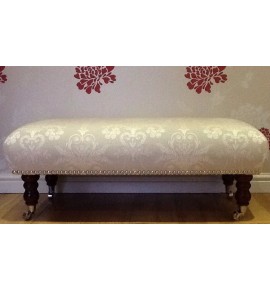 Quality Long Footstool / Stool In Laura Ashley Josette Dove Grey Fabric