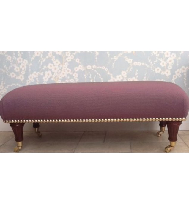 A Quality Long Footstool In Laura Ashley Knightley Violet Fabric