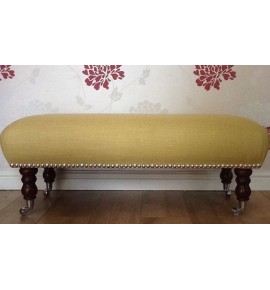 A Quality Long Footstool In Laura Ashley Dalton Camomile Fabric