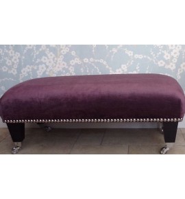 A Quality Long Footstool In Laura Ashley Villandry Purple Velvet Fabric