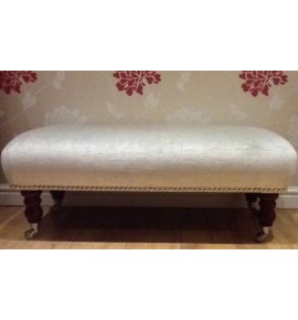 A Quality Long Footstool In Laura Ashley Villandry Dove Grey Velvet Fabric