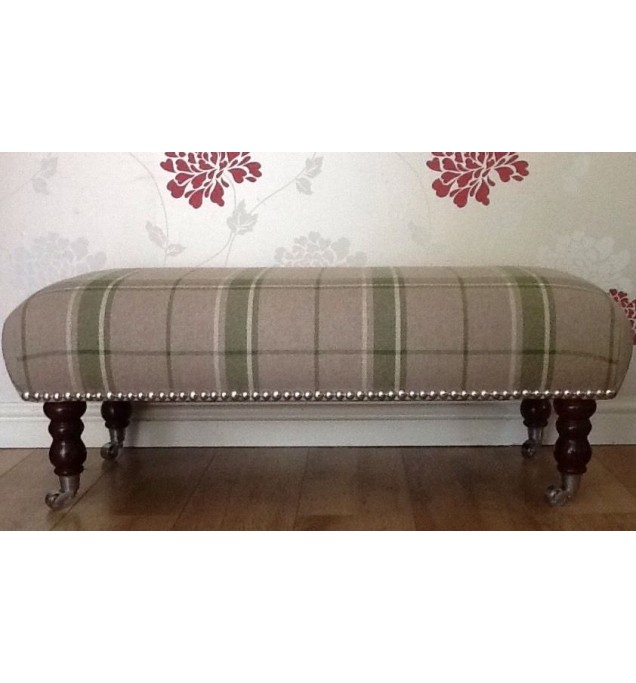 A Quality Long Footstool In Laura Ashley Highland Wool Hedgerow Fabric