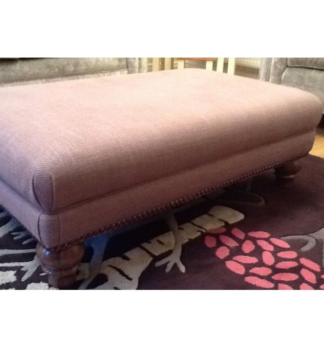 A Quality Large Footstool In Laura Ashley Dalton Amethyst Fabric