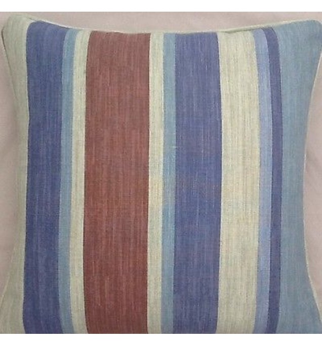 A 16 Inch cushion cover in Laura Ashley  Awning Denim Stripe fabric
