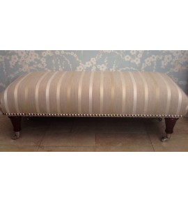 A Quality Long Footstool In Laura Ashley Luxford Natural Fabric