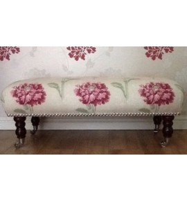 A Quality Long Footstool In Laura Ashley Ruskin Raspberry Fabric