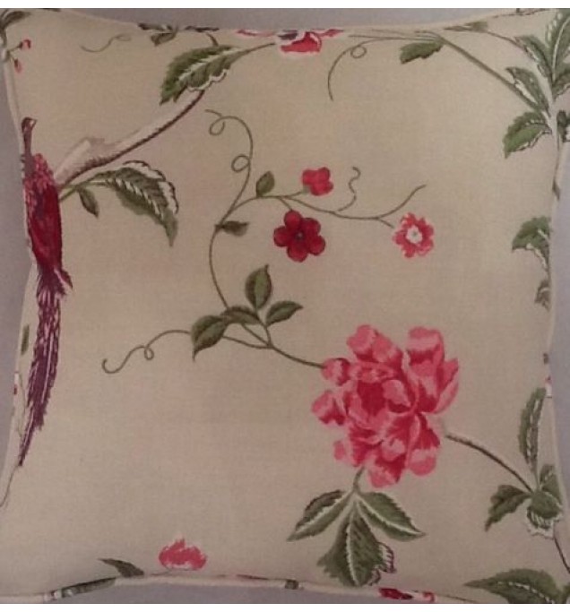 A 16 Inch Cushion Cover In Laura Ashley Summer Palace Cranberry fabric