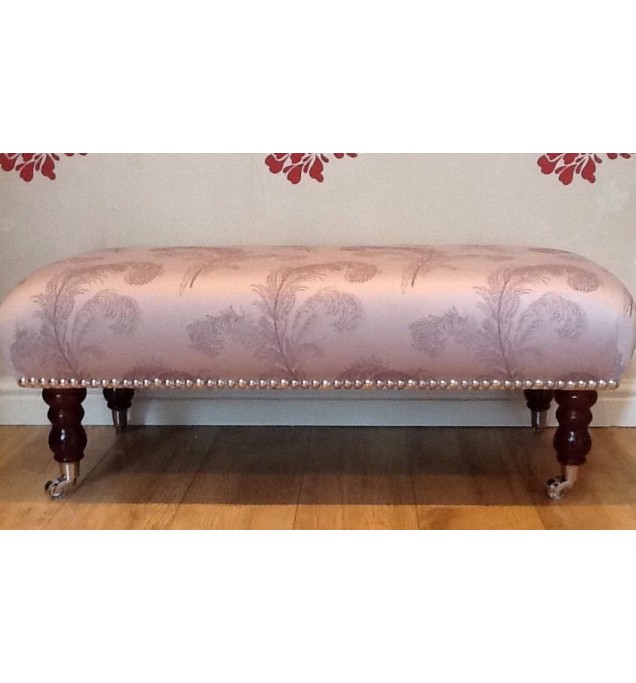 A Quality Long Footstool In Laura Ashley Swansbrook Amethyst Fabric