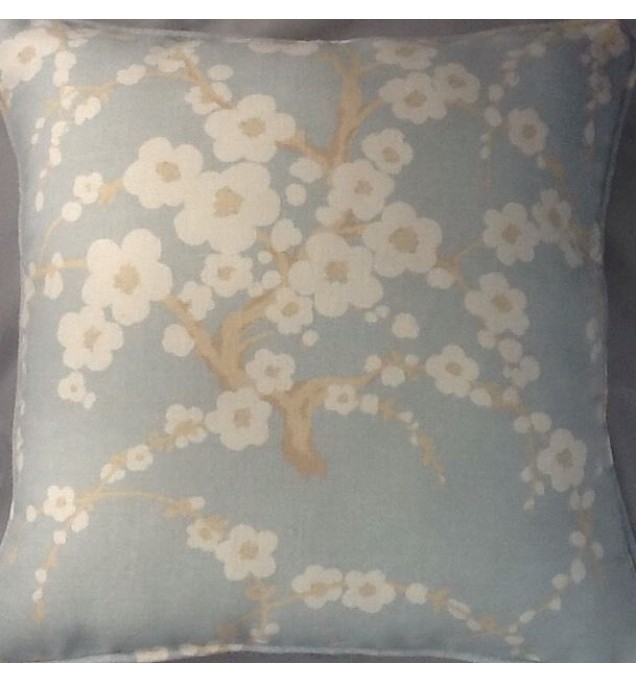 A 16 Inch Cushion Cover In Laura Ashley Lori Duck Egg Fabric