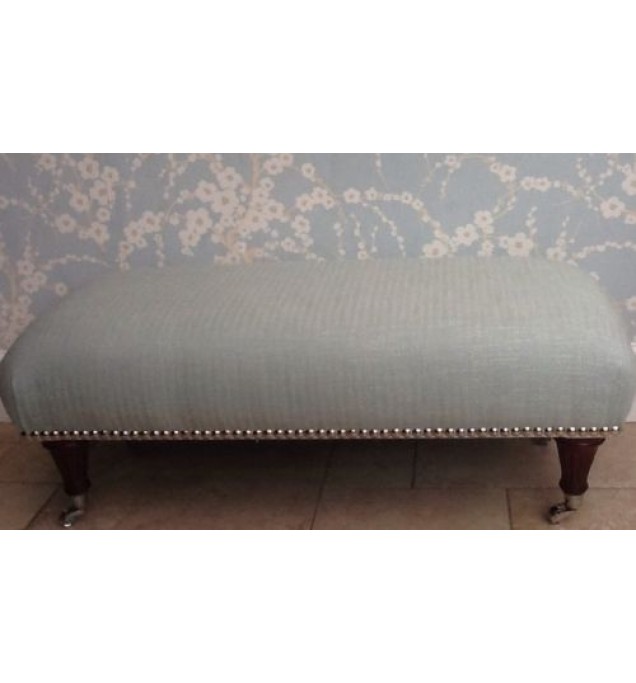 A Quality Long Footstool In Laura Ashley Tinsley Duck Egg Fabric