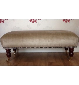 A Quality Long Footstool In Laura Ashley Villandry Champagne Velvet Fabric