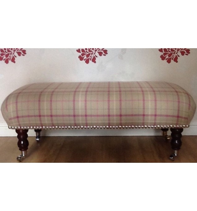 A Quality Long Footstool / Stool In Laura Ashley Keynes Berry Fabric