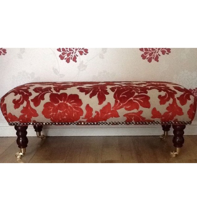 A Quality Long Footstool / Stool In Laura Ashley Katherine Cinnamon Fabric