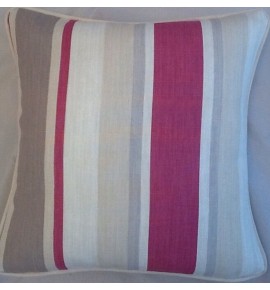 A 16 Inch Laura Ashley cushion Cover In Awning Stripe Raspberry fabric