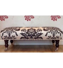 A Quality Long Footstool In Laura Ashley Tatton Charcoal Fabric