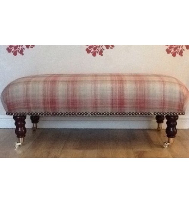 A Quality Long Footstool / Stool In Laura Ashley Williams Cranberry Fabric