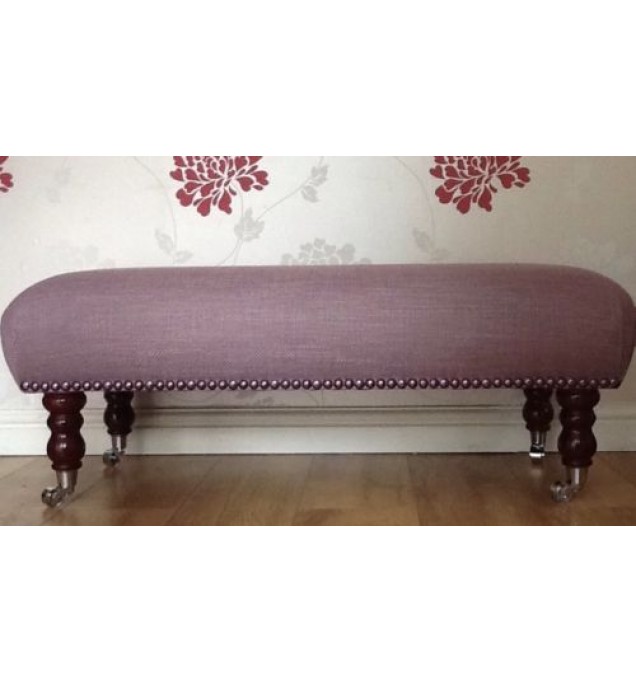 A Quality Long Footstool In Laura Ashley Dalton Amethyst Fabric