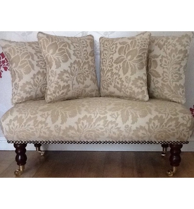 Long Footstool Stool & 4 Cushions Laura Ashley Acanthus Gold Fabric