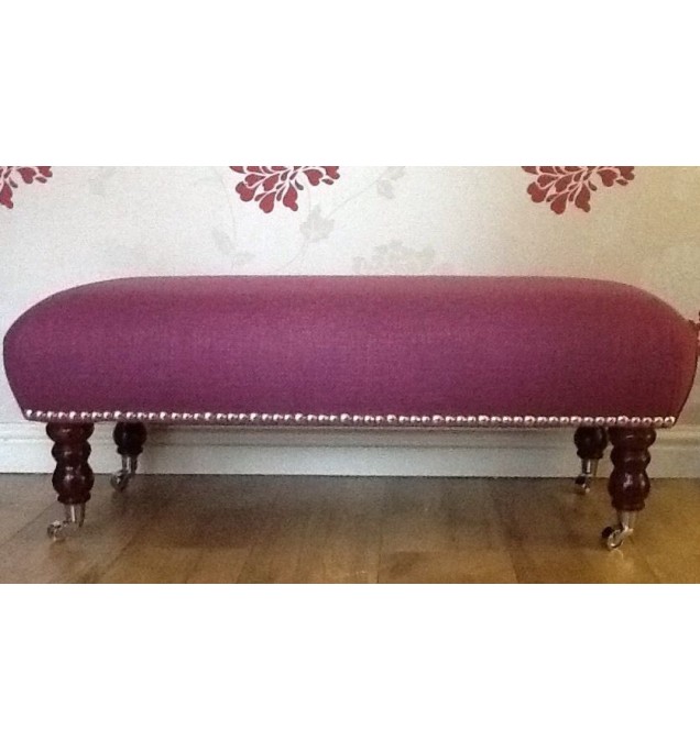 A Quality Long Footstool In Laura Ashley Dalton Berry Fabric